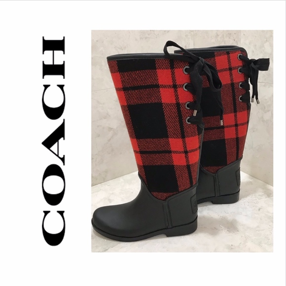 red buffalo plaid rain boots